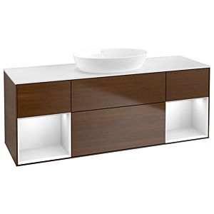 Villeroy and Boch Finion Villeroy and Boch Finion GD01MTGN 120cm, cover plate white matt, Emotion, shelves white matt lacquer, walnut veneer