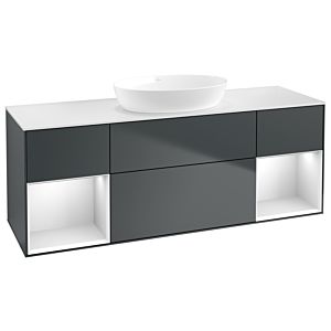 Villeroy und Boch Finion Waschtischunterschrank GD01MTHG 120cm, Abdeckplatte white matt, Emotion, Regale White matt lacquer, Midnight Blue Matt Lacquer