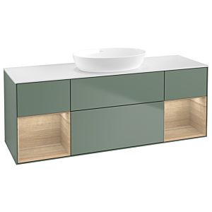 Villeroy et Boch Finion Villeroy et Boch GD01PCGM 120cm, plaque de recouvrement blanc mat, emotion, étagères Oak Veneer , Olive Matt Lacquer