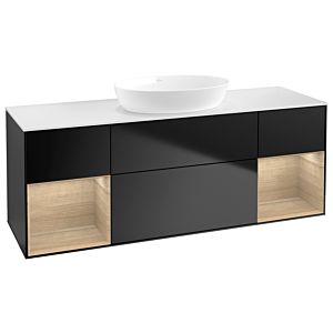Villeroy und Boch Finion Waschtischunterschrank GD01PCPD 120cm, Abdeckplatte white matt, Emotion, Regale Oak Veneer, Black matt lacquer