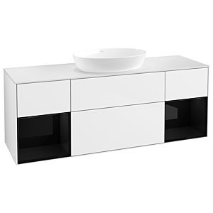 Villeroy und Boch Finion Waschtischunterschrank GD01PHGF 120cm, Abdeckplatte white matt, Emotion, Regale Glossy black lacquer, Glossy white lacquer