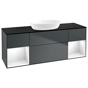 Villeroy and Boch Finion Villeroy and Boch Finion GD02GFHG 120cm, cover plate black matt, Emotion, shelves Glossy white lacquer, Midnight Blue Matt Lacquer
