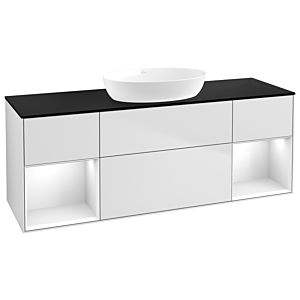 Villeroy and Boch Finion Villeroy and Boch Finion GD02GFMT 120cm, cover plate black matt, Emotion, shelves Glossy white lacquer, white matt lacquer