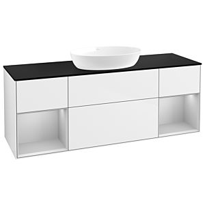 Villeroy und Boch Finion Waschtischunterschrank GD02GJGF 120cm, Abdeckplatte black matt, Emotion, Regale Light grey matt lacquer, Glossy white lacquer