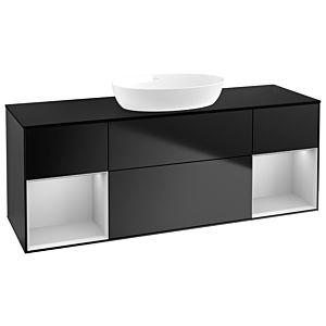 Villeroy und Boch Finion Waschtischunterschrank GD02GJPD 120cm, Abdeckplatte black matt, Emotion, Regale Light grey matt lacquer, Black matt lacquer