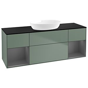 Villeroy et Boch Finion GD02GKGM 120cm, plaque de recouvrement noire mate, Emotion, étagères Olive Matt Lacquer anthracite mat, Olive Matt Lacquer