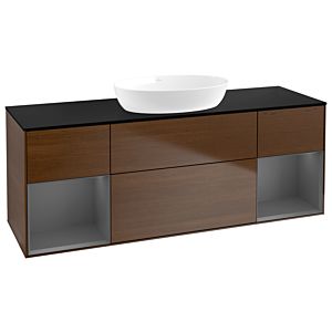 Villeroy and Boch Finion Villeroy and Boch Finion GD02GKGN 120cm, cover plate black matt, Emotion, shelves anthracite matt lacquer, walnut veneer