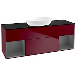 Villeroy et Boch Finion Villeroy et Boch GD02GKHB 120cm, plaque de recouvrement noire mate, Emotion, étagères Peony Matt anthracite mat, Peony Matt