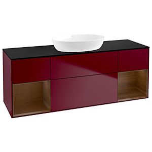 Villeroy et Boch Finion Villeroy et Boch GD02GNHB 120cm, plaque de recouvrement noir mat, emotion, étagères Walnut Veneer , Peony Matt