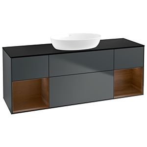 Villeroy und Boch Finion Waschtischunterschrank GD02GNHG 120cm, Abdeckplatte black matt, Emotion, Regale Walnut Veneer, Midnight Blue Matt Lacquer
