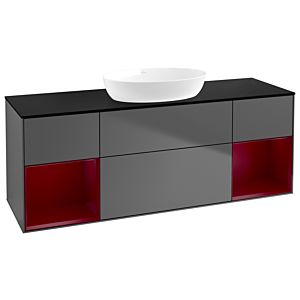 Villeroy und Boch Finion Waschtischunterschrank GD02HBGK 120cm, Abdeckplatte black matt, Emotion, Regale Peony matt lacquer, Anthracite matt