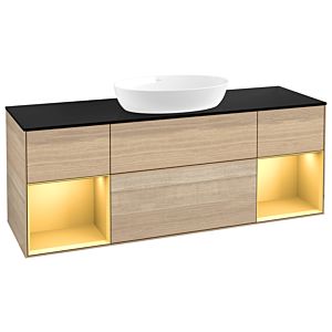Villeroy and Boch Finion Villeroy and Boch Finion GD02HFPC 120cm, cover plate black matt, Emotion, shelves gold matt lacquer, Oak Veneer