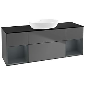 Villeroy und Boch Finion Waschtischunterschrank GD02HGGK 120cm, Abdeckplatte black matt, Emotion, Regale Midnight matt lacquer, Anthracite matt