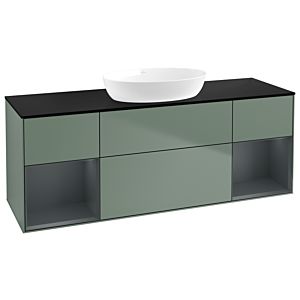 Villeroy et Boch Finion GD02HGGM 120cm, plaque de recouvrement noire mate, Emotion, étagères laqué mat Midnight, Olive Matt Lacquer