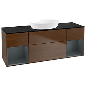Villeroy and Boch Finion Villeroy and Boch Finion GD02HGGN 120cm, cover plate black matt, Emotion, shelves Midnight matt lacquer, walnut veneer