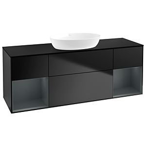 Villeroy und Boch Finion Waschtischunterschrank GD02HGPD 120cm, Abdeckplatte black matt, Emotion, Regale Midnight matt lacquer, Black matt lacquer