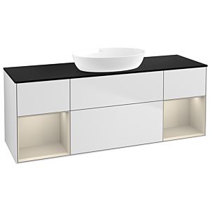 Villeroy und Boch Finion Waschtischunterschrank GD02HHMT 120cm, Abdeckplatte black matt, Emotion, Regale sand matt lacquer, White matt lacquer