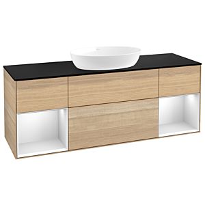 Villeroy and Boch Finion Villeroy and Boch Finion GD02MTPC 120cm, cover plate black matt, Emotion, shelves white matt lacquer, Oak Veneer