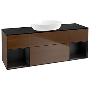 Villeroy und Boch Finion Waschtischunterschrank GD02PDGN 120cm, Abdeckplatte black matt, Emotion, Regale Black matt lacquer, Walnut veneer
