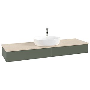 Villeroy und Boch Antao Waschtisch-Unterschrank K14053HL 160x19x50cm, Hahnlochbohrung, Waschbeckenplattenfarbe botticino, leaf green matt lacquer