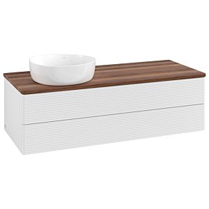 Villeroy und Boch Antao Waschtisch-Unterschrank K22112GF 120x36x50cm, Waschbeckenplattenfarbe warm walnut, glossy white lacquer