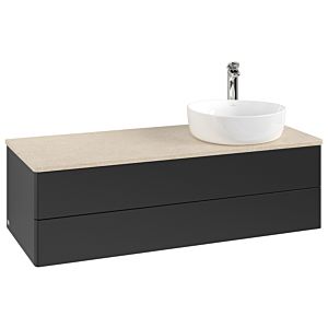 Villeroy and Boch Antao vanity unit K23053PD 120x36x50cm, tap hole, washbasin top color botticino, black matt lacquer