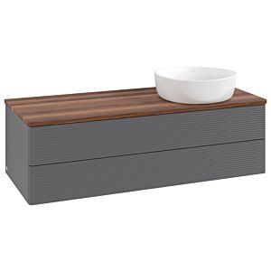 Meuble vasque Villeroy &amp; Boch Antao K23112GK 120 x 36 x 50 cm, plan vasque couleur noyer chaud, laque anthracite mate
