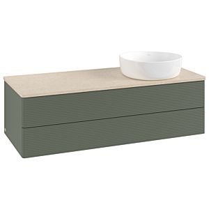 Villeroy &amp; Boch Antao vanity unit K23113HL 120x36x50cm, washbasin top color botticino, leaf green matt lacquer