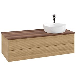 Meuble vasque Villeroy &amp; Boch Antao K23152HN 120 x 36 x 50 cm, percé pour robinetterie, plan vasque couleur noyer chaud, chêne miel