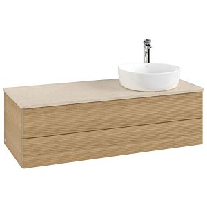 Villeroy und Boch Antao Waschtisch-Unterschrank K23153HN 120x36x50cm, Hahnloch, Waschbeckenplattenfarbe botticino, honey oak