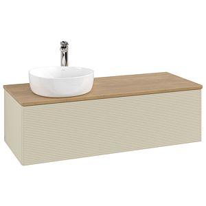 Meuble vasque Villeroy &amp; Boch Antao K33151HJ 120 x 36 x 50 cm, percé pour robinetterie, plan vasque couleur chêne miel, laque mate gris soie