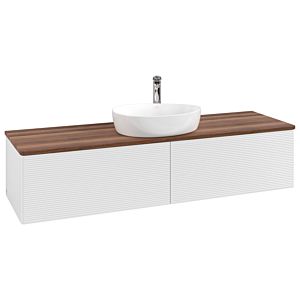 Villeroy und Boch Antao Waschtisch-Unterschrank K36152GF 160x36x50cm, Hahnlochbohrung, Waschbeckenplattenfarbe warm walnut, glossy white lacquer