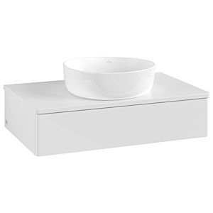 Villeroy und Boch Antao Waschtisch-Unterschrank L08010GF mit Beleuchtung, 80x19x50cm, Waschbeckenplattenfarbe Lack, glossy white lacquer