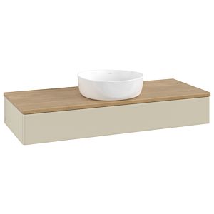 Meuble vasque Villeroy &amp; Boch Antao L10011HJ avec éclairage, 120 x 19 x 50 cm, plan vasque couleur chêne miel, laque mate gris soie