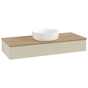 Meuble vasque Villeroy &amp; Boch Antao L10111HJ avec éclairage, 120 x 19 x 50 cm, plan vasque couleur chêne miel, laque mate gris soie