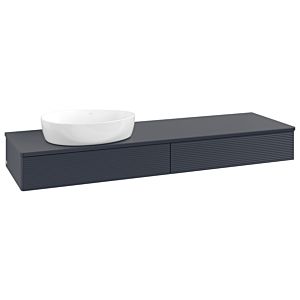Villeroy und Boch Antao Waschtisch-Unterschrank L15110HG mit Beleuchtung mit Struktur, 160x19x50cm, Waschbeckenplattenfarbe Lack, midnight blue matt lacquer