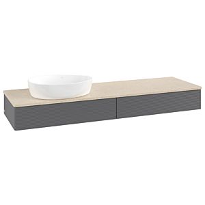 Villeroy & Boch Antao Waschtischunterschrank 1600x190x500mm L15113GK mit Beleuchtung mit Struktur FK/AP: GK/3