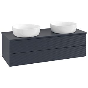 Villeroy und Boch Antao Waschtisch-Unterschrank L24110HG mit Beleuchtung, 120x36x50cm, Waschbeckenplattenfarbe Lack, midnight blue matt lacquer