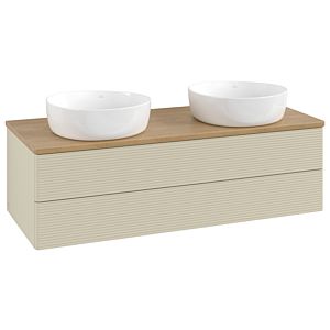 Meuble vasque Villeroy &amp; Boch Antao L24111HJ avec éclairage, 120 x 36 x 50 cm, plan vasque couleur chêne miel, laque mate gris soie