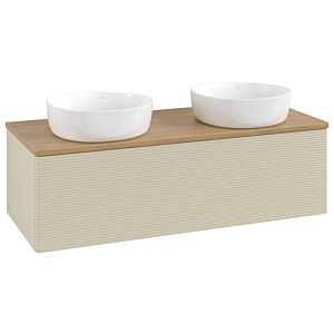 Villeroy und Boch Antao Waschtisch-Unterschrank L35111HJ mit Beleuchtung, 120x36x50cm, Waschbeckenplattenfarbe honey oak, silk grey matt lacquer