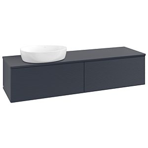 Villeroy und Boch Antao Waschtisch-Unterschrank L37110HG mit Beleuchtung mit Struktur, 160x36x50cm, Waschbeckenplattenfarbe Lack, midnight blue matt lacquer