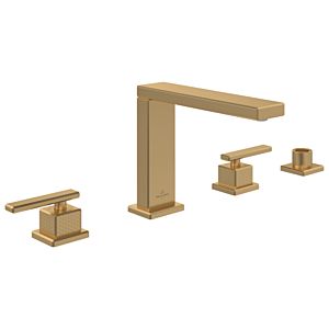 Mitigeur bain 4 trous Villeroy et Boch Mettlach TVT12600200076 montage sur pied, or brossé