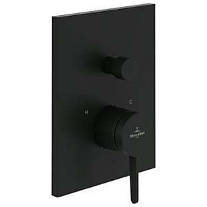 Set de finition Villeroy et Boch Conum TVT127001000K5 mitigeur bain/douche à encastrer, avec inverseur, montage mural, noir mat