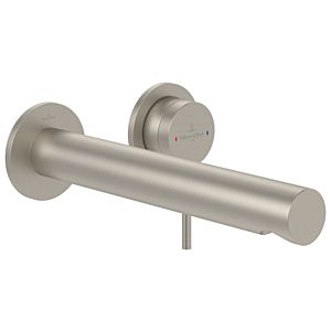 Villeroy und Boch Loop + Friends Fertigmontageset TVZ10601000064 Unterputz-Zweiloch-Einhebel-Waschtischmischer, ohne Ablaufgarnitur, Wandmontage, brushed nickel black