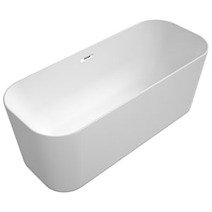 Villeroy et Boch Finion baignoire autoportante rectangulaire 177FIN7N100V2RW 170 x 70 cm, arrivée d&#39;eau, anneau design, blanc pierre, chromé