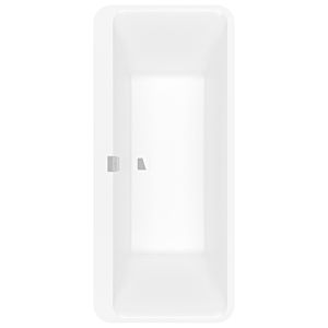 Villeroy et Boch Squaro Edge 12 baignoire rectangulaire UBQ180SQE7PDVRW 180x80cm, drain central, sur pied, avec tablier, blanc pierre