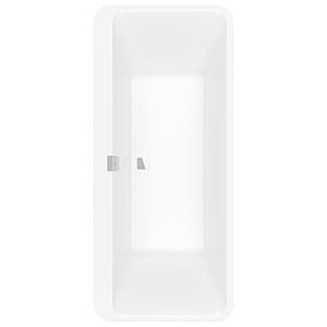 Villeroy et Boch Squaro Edge 12 baignoire rectangulaire Duo UBQ180SQE9W2VRW 180 x 80 cm, blanc pierre, avec vidage / trop-plein, chromé