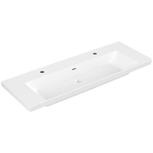 Villeroy und Boch Subway 3.0 Schrank-Waschtisch 4A70D4RW 130x47cm, mit 2 Hahnlöcher/mit Überlauf, stone white C-plus