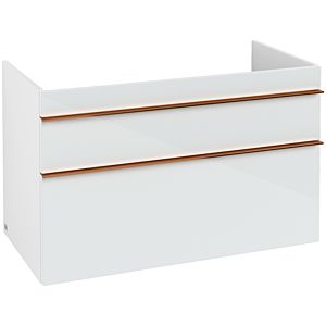Venticello Villeroy et Boch vasque A92705RE 95,3 x 59 x 50,2 cm, vasque à gauche, poignée cuivre, verre Glossy White