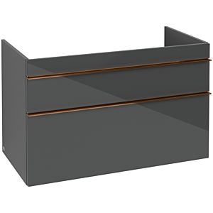 Venticello Villeroy et Boch vasque A92805RA 95,3 x 59 x 50,2 cm, vasque à droite, poignée cuivre, verre Glossy Grey